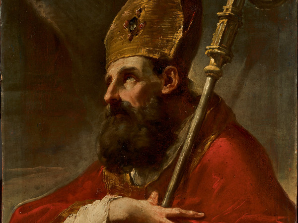 Ubaldo Gandolfi (San Matteo della Decima 1728 - Ravenna 1781), Sant’Agostino, 1760-1770 circa, Olio su tavola, 63.5 x 77.5 cm, Provenienza: Collezione Molinari Pradelli, Marano di Castenaso, 2015