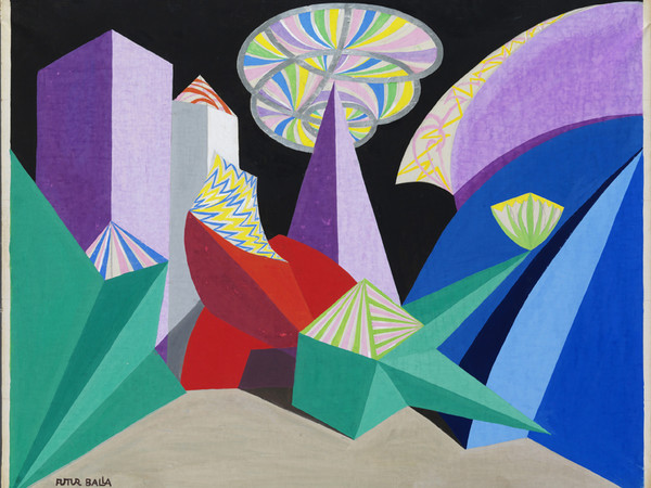 Giacomo Balla (Torino, 1871 - Roma, 1958) Feu d'artifice, 1916-1917 tempera e carta stagnola su tela,  106 x 130 cm