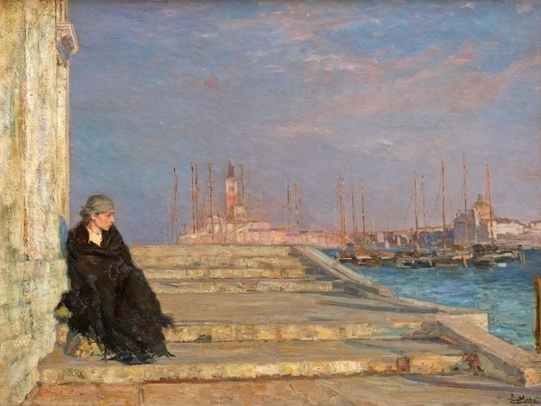 Beppe Ciardi, L’ultimo gradino, Olio su tela, 125 x 95 cm, Venezia, Collezione privata, Particolare
