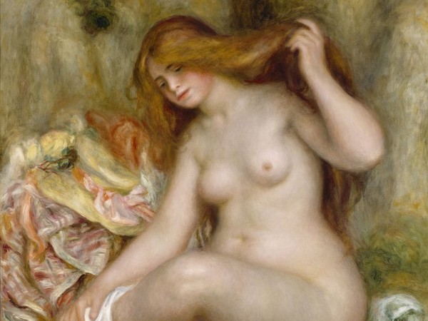 Pierre Auguste Renoir, Bagnante seduta, 1903 – 1906. Olio su tela, 116,2 x 88,9 cm. Detroit Institute of Arts, Bequest of Robert H. Tannahill