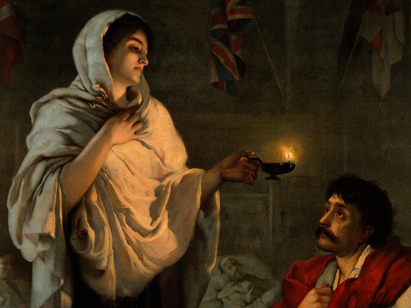 Henrietta Rae, The lady with the lamp (Miss Nightingale at Scutari), 1881-1891, Litografia a colori, Da R. Burgess, Portraits of doctors & scientists in the Wellcome Institute, London 1973 | Florence Nightingale (1820 - 1910) fu la prima ad applicare il metodo scientifico attraverso l'utilizzo della statistica. Numerosi sono i tributi in sua memoria nel mondo. L'Asteroide 3122 Florence, scoperto nel 1981 da Schelte John Bus, porta il suo nome.