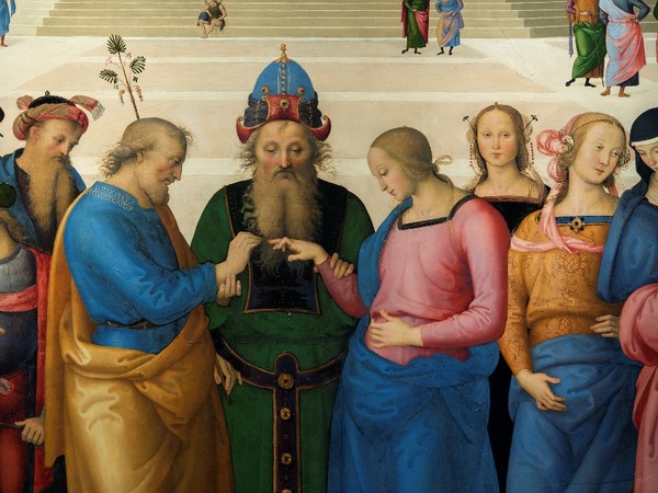 "[PRIMO DIALOGO] Raffaello e Perugino attorno a due Sposalizi della Vergine", Pinacoteca di Brera, Milano 17 marzo - 21 giugno 2016, <span>Pietro Vannucci detto il Perugino, </span><em>Sposalizio della Vergine </em>(Particolare)<em>, </em><span>1500-1504 olio su tavola, 236 × 186 cm, Caen, Musée des Beaux-Arts, Particolare<br /></span>