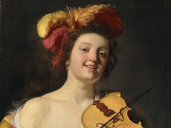 Gerrit van Honthorst, detto Gherardo delle Notti, Suonatrice di violino, 1626 olio su tela, cm 84,5 x 66. L’Aia, Gabinetto reale di pitture Mauritshuis dono dell’Onderlinge Levensverzekering-Maatschappij’s-Gravenhage. © L’Aia, Gabinetto reale di pitture Mauritshuis