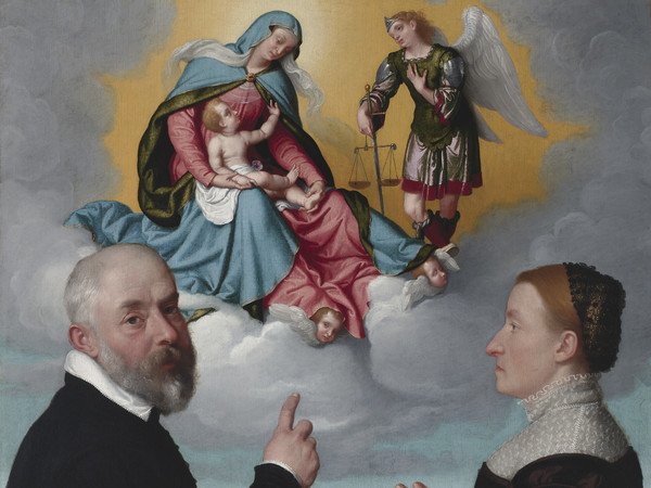 Giovanni Battista Moroni, Due donatori in adorazione davanti alla Madonna col Bambino e San Michele, 1557-1560 circa, Olio su tela, 98 x 89.5 cm, Virginia Museum of Fine Arts, Richmond, Adolph D. and Wilkins C. Williams Fund | Foto: © Virginia Museum of Fine Arts, Richmond / Katherine Wetzel