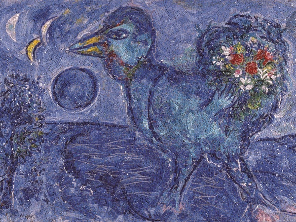 Marc Chagall, Le coq bleu, 1955-59, mosaico realizzato da Antonio Rocchi, Ravenna, MAR Museo d'Arte della città 