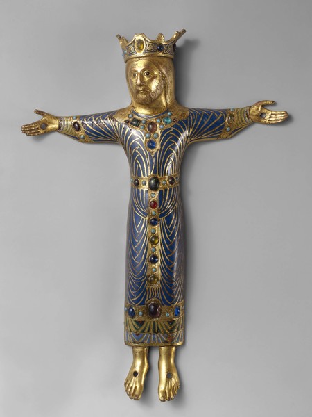 Cristo in croce, Francia, Limoges, 1200 circa, Rame dorato, smalto champlevé, vetro, 30,5x22x4 cm San Pietroburgo, Museo Statale Ermitage