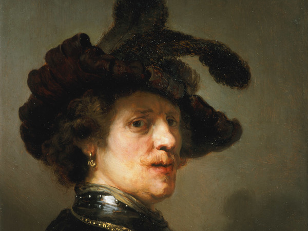 Rembrandt van Rijn, Ritratto di uomo con cappello piumato, 1635-1640 circa, olio su tavola, cm 62,5 x 47. L’Aia, Gabinetto reale di pitture Mauritshuis acquisito dal principe Guglielmo V nel 1768. © L’Aia, Gabinetto reale di pitture Mauritshuis