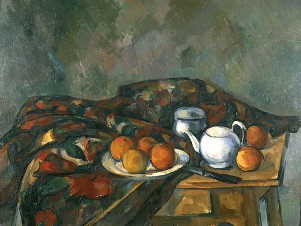 Paul Cézanne, Natura morta con teiera, 1902-1906, Olio su tela, 61,4 x 74,3 cm, Cardiff, Amgueddfa Cymru - National Museum Wales