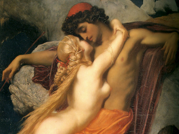 Frederic Leighton, The Fisherman and the Syren, 1858 | L'artista inglese Frederic Leighton, ispirato dal poema di Goethe, rappresenta in questo straordinario dipinto la seduzione fatale di un pescatore da parte di una micidiale sirena. Nell'era vittoriana, molti artisti furono affascinati dalle creature mitiche per metà donne e per metà pesce.