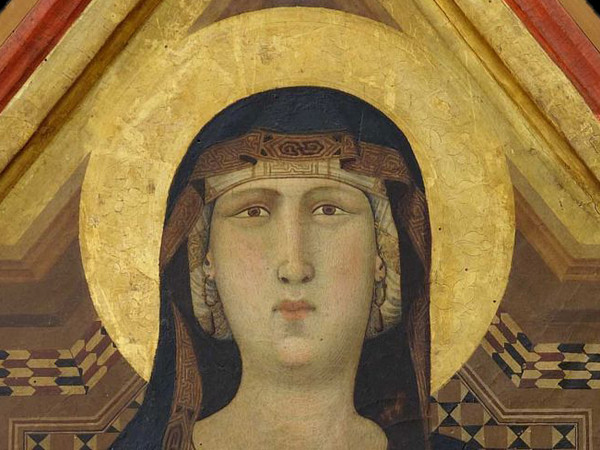 Ambrogio Lorenzetti, Madonna col Bambino in trono, 1319, Tempera e oro su tavola, 78 x 148.5 cm, Dalla chiesa di San Michele Arcangelo a Vico l’Abate San Casciano Val di Pesa (Firenze), Museo di Arte Sacra “Giuliano Ghelli”
