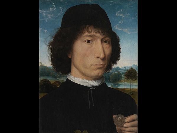 Hans Memling, Uomo con Moneta Romana, 1475 circa. Anversa, Koninklijk Museum voor Schone Kunsten. Photo Hugo Maertens