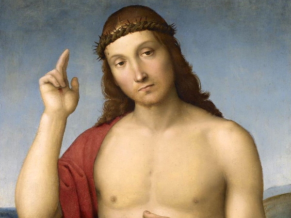 Raffaello Sanzio, Cristo Redentore bendicente (1502), Pinacoteca Tosio Martinengo - courtesy © Fondazione Brescia Musei