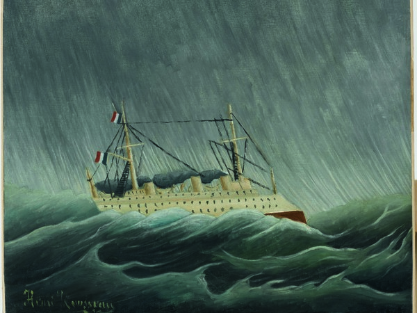 Henri Rousseau, Le Navire dans la tempête/ Transatlantico in tempesta, 1899 ca. Olio su tela, cm 54 x 65. Parigi, Musée de l'Orangerie, Collection J.Walter-P.Guillaume. © RMN‐Grand Palais (Musée de l’Orangerie)/Franck Raux