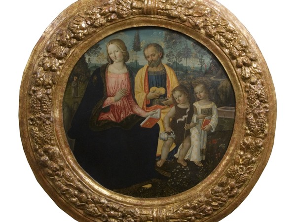 Bernardino di Betto detto il Pintoricchio, Sacra Famiglia e San Giovanni. Tempera e oro su tavola. Dal Convento di San Gerolamo in Campansi, Pinacoteca Nazionale di Siena