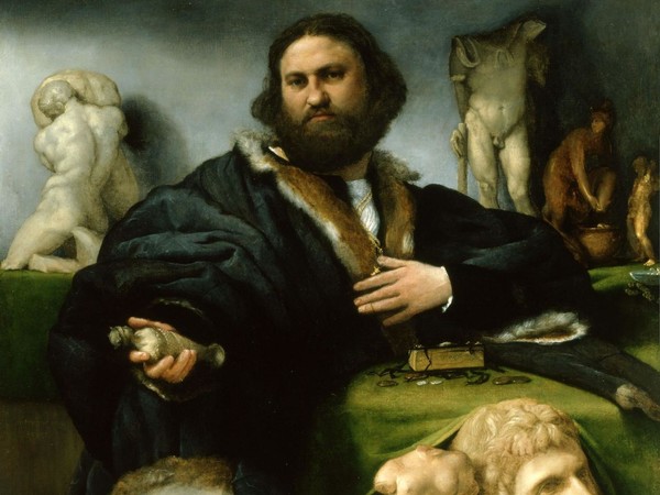 Lorenzo Lotto, Ritratto di Andrea Odoni, 1527, Olio su tela, 101 × 114 cm, Londra, Buckingham Palace, Royal Collection of the United Kingdom