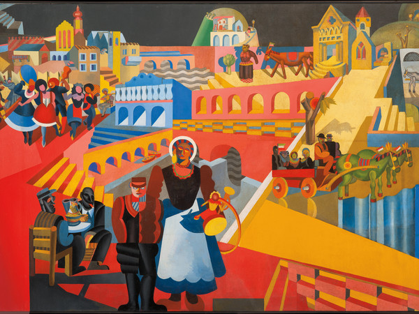 Fortunato Depero, Paese di tarantelle, 1918, Olio su tela, 117 × 187 cm, Collezione privata | Courtesy © Museo Novecento, Firenze