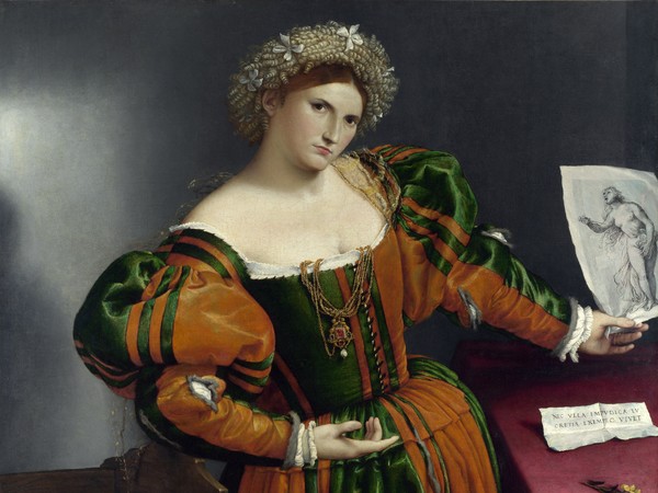 Lorenzo Lotto, Ritratto di gentildonna nelle vesti di Lucrezia, 1533, Olio su pannello, 95 × 110 cm, Londra, National Gallery