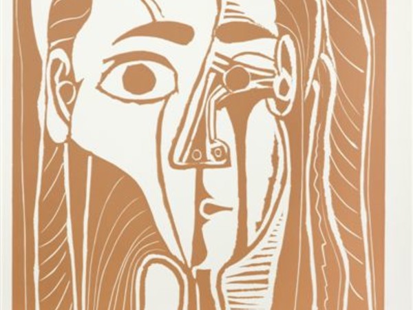  Pablo Picasso, Jacqueline con la fascia di fronte, 17.2.1962 linografia, printed in (reddish) brown, 1° stato di 3, 750x620 mm. Kunstmuseum Pablo Picasso Münster 