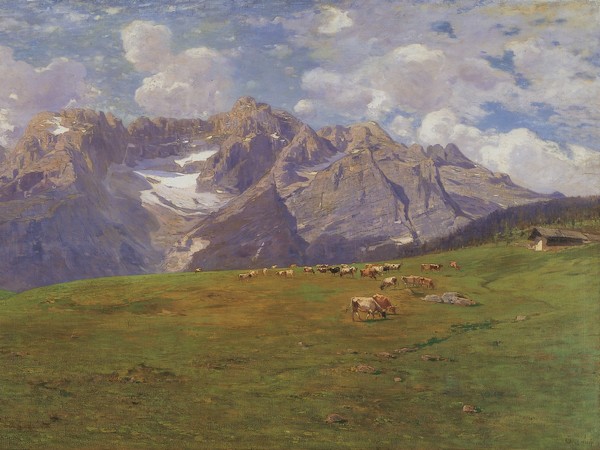 Gugliemo Ciardi, Mattino alpestre (Sorapis), 1894 circa, Olio su tela, 300 x 150 cm, Venezia, Istituto Veneto di SS.LL.AA. – V.I.C.