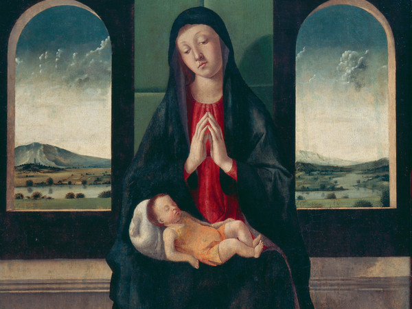 Alvise Vivarini, Madonna che adora il Bambino, anni Ottanta del XV secolo, Olio su tavola, 82 x 76 cm, Venezia, Chiesa di San Giovanni in Bragora | © Diocesi Patriarcato di Venezia, Chiesa di San Giovanni in Bragora