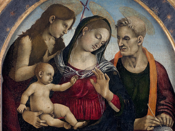 Amiens, Musée de Picardie | Luca Signorelli, (Cortone, 1450? ‐ 1523?), Vergine con il Bambino, san Giovanni Battista e san Giovanni Evangelista, 1490 circa, Olio su tavola, 54.5 x 83.5 cm, Fontaine‐Chaalis, Abbaye Royale de Chaalis, Musée Jacquemart‐André  | © Studio Sébert ‐ Institut de France, Abbaye Royale de Chaalis