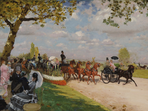 Giuseppe De Nittis, Ritorno dalle corse, 1875 Olio su tela 58.1 × 114.6 cm, Philadelphia Museum of Art, Dono di John G. Johnson per la W. P. Wilstach Collection, (W1906-1-10)