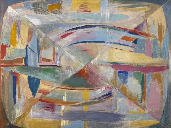 Romolo Romani, Prismi, olio e tempera su carta telata, cm 80,5x102