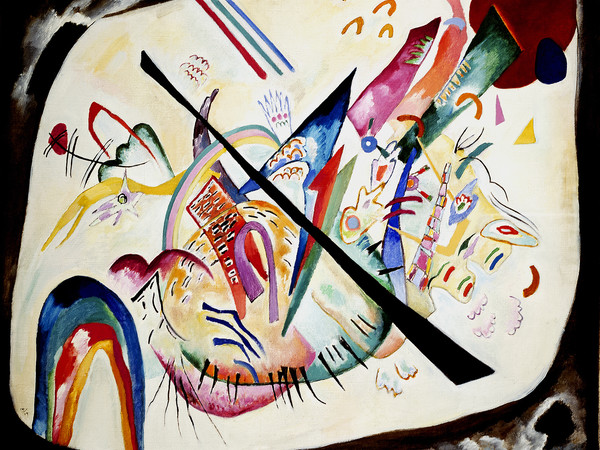 Wassily Kandinsky (Mosca 1866-Neuilly-sur-Seine 1944), Ovale bianco, 1919, olio su tela; cm 80 x 93. Mosca, Galleria Statale Tret’jakov