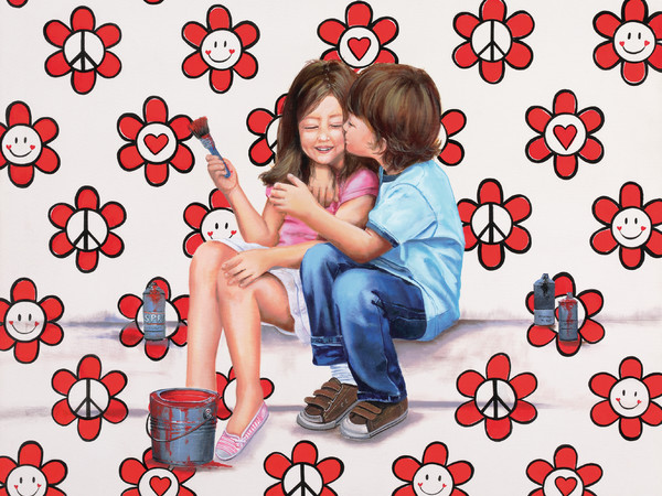 Sabrina Rocca, Love peace smile, 2015, Acrilico su tela, 100 x 100 cm | Courtesy of Sabrina Rocca