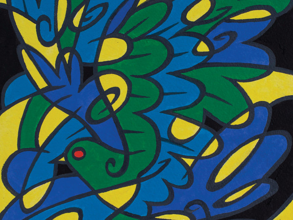 Pablo Echaurren, LPM (Love, Peace, Music), 2009, acrilico su cartoncino, cm 25.5x25.5