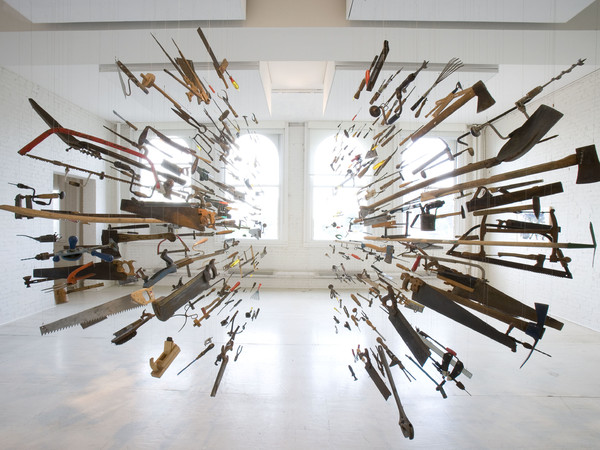 Damián Ortega, Controller of the Universe, 2007. Found tools and wires. Variable dimensions Courtesy of the artist, White Cube, London and P.S.1. Contemporary Art Center, 2008.