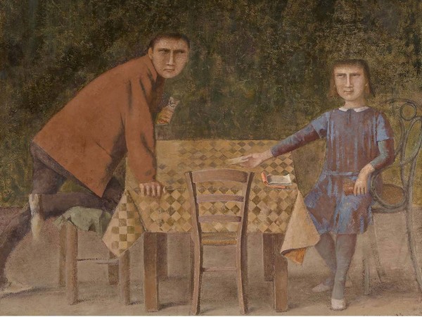 Balthus, Les Joueurs de cartes, 1966-1973, Caseina, olio e tempera su tela | © Museum Boijmans Van Beuningen, Rotterdam