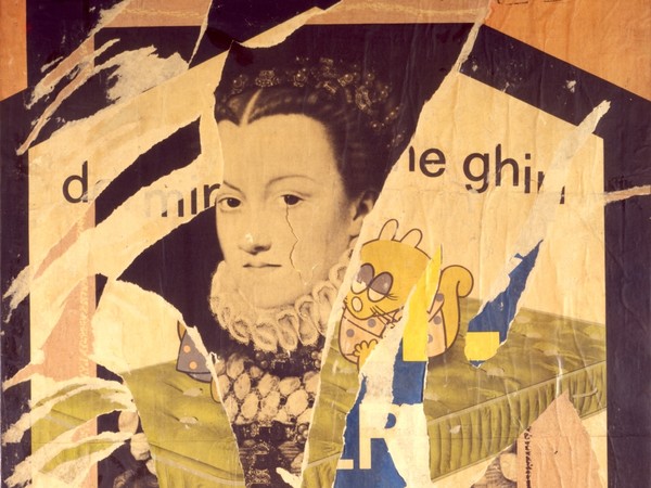 Mimmo Rotella, Sua Maestà la Regina (classico), 1962, Decollage su tela, 93 x 136 cm, Collezione privata