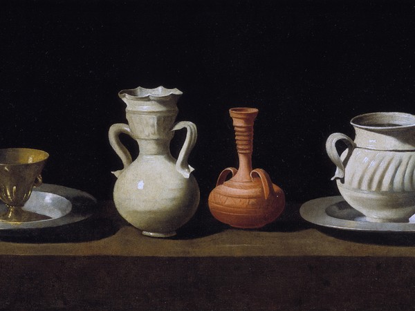 Francisco de Zurbarán (Fuente de Cantos 1598 - Madrid 1664), Natura morta con vasi, 1650, Olio su tela, 84 x 46 cm, Museo del Prado, Madrid | Courtesy of Nexo Digital