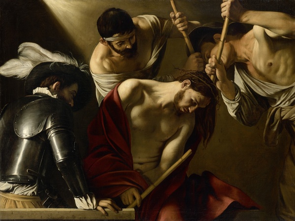 Michelangelo Merisi detto Caravaggio, L'incoronazione di spine, c.1601. Olio su tela © KHM-Museumsverband Michelangelo Merisi detto Caravaggio, L'incoronazione di spine, c.1601. Olio su tela © KHM-Museumsverband