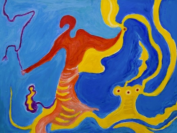 Gillo Dorfles, Il fustigatore, 2007, acrilico su tela cm 70x100