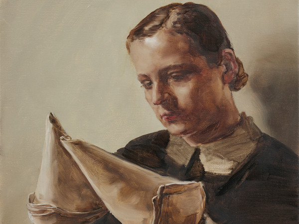 Michaël Borremans, Time, 2007. Oil on canvas, 50 x 42 cm. © Michael Borremans. Courtesy Zeno X Gallery, Antwerp. Photograph: Peter Cox. UBS Art Collection