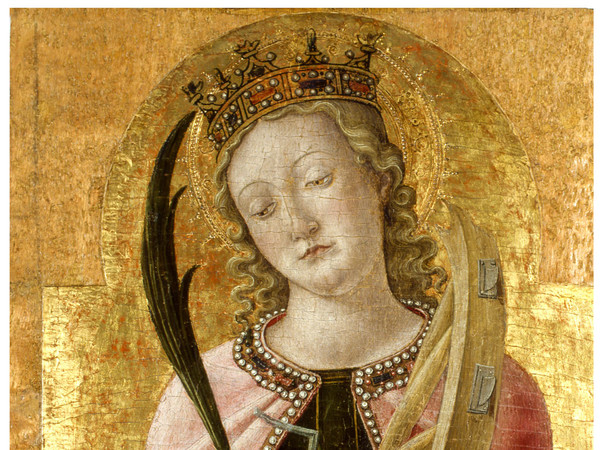 Bartolomeo Vivarini, Santa Caterina d'Alessandria, fine anni Settanta del XV secolo, Tempera su tavola di pioppo (scomparto di polittico), 49 x 34 cm, Bari, Pinacoteca Metropolitana 