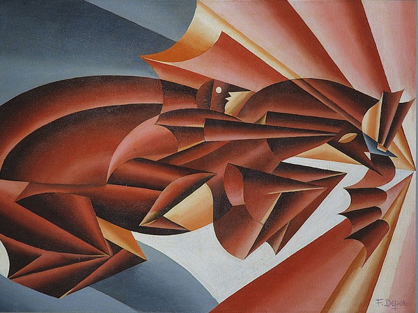 Fortunato Depero, Nitrito in velocità, 1932 circa, Olio su tela, 60 × 90 cm | Courtesy © Musei Civici Fiorentini, Collezione Alberto Della Ragione