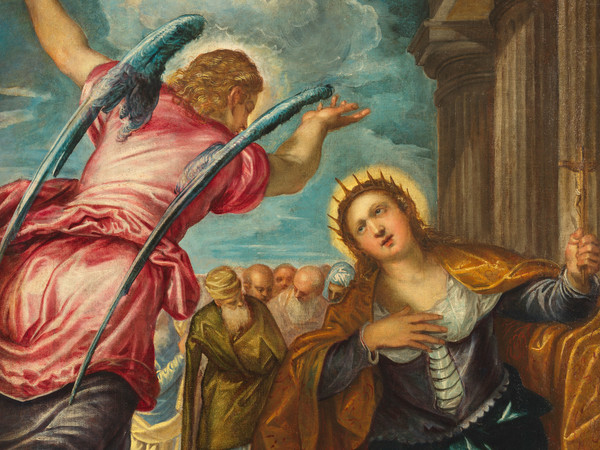 Jacopo Tintoretto (1519 - 1594), L'Angelo annuncia il martirio a Santa Caterina d'Alessandria (Il Tintoretto di David Bowie), 1560-1570, Olio su tela, 99.30 x 177.10 cm, Anversa, In prestito alla Rubenshuise | © Collezione privata | Foto: Bart Huysmans & Michel Wuyts