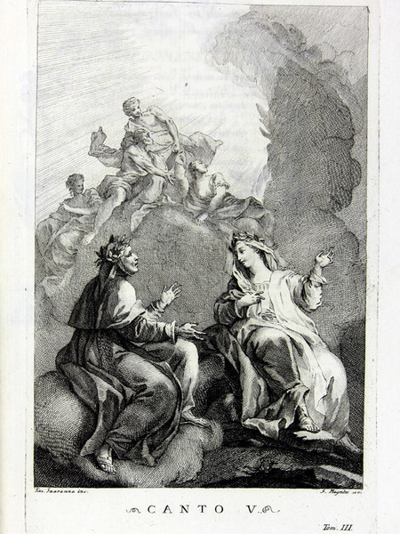 Antiporte della Divina Commedia di Dante Alighieri edito da Zatta, nel 1757