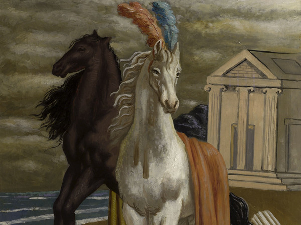 Giorgio de Chirico, Le cheval d’Agamèmnon (due cavalli sulla spiaggia), 1929, Olio su tela, Collezione Merlini Busto Arsizio | © Collezione Merlini Busto Arsizio | © Fondazione Giorgio e Isa de Chirico, Roma
