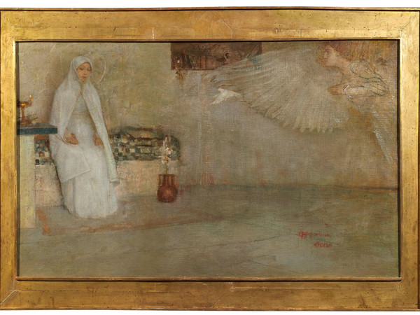 Giulio Bargellini, Annunciazione, 1901, Olio su tela incollata su tavola, 126 x 77 cm, Firenze, Collezione privata