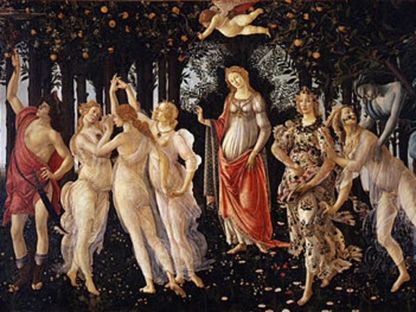 Sandro Botticelli, Primavera, 1482 circa. Tempera su tavola, cm 203×314. Galleria degli Uffizi, Firenze