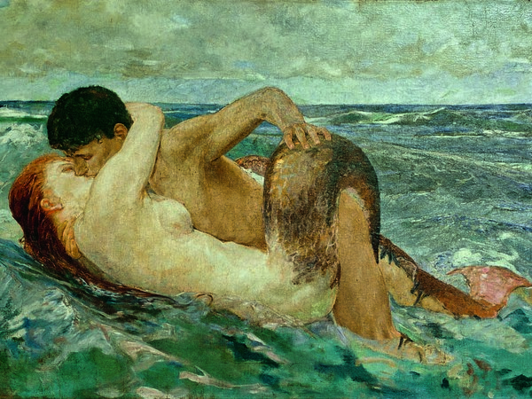 Max Klinger, Tritone e Nereide (Le Sirene), 1895, Olio su tela, 101 x 188, Firenze, Villa Romana in comodato alle Gallerie degli Uffizi Galleria d’Arte Moderna di Palazzo Pitti | © Mondadori Portfolio / AKG Images