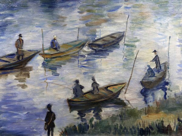 Claude Monet (attr.), Les Pêcheurs de Poissy, 1882 ca. Olio su tela. Collezione privata, Parigi