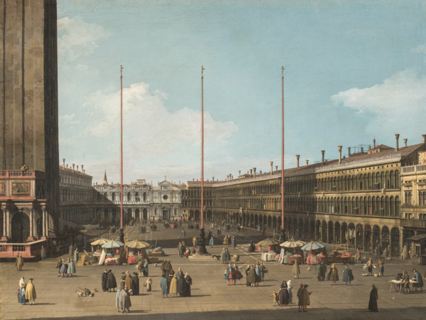Giovanni Antonio Canal, detto Canaletto, <em>Veduta di Venezia con Piazza San Marco e le Procuratie</em>, Circa 1740, Olio su tela, 68.5 × 93.5 cm, Inv. 1061, Roma, Gallerie Nazionali di Arte Antica | © Gallerie Nazionali di Arte Antica, Roma (MiC) - Bibliotheca Hertziana, Istituto Max Planck per la storia dell'arte / Enrico Fontolan