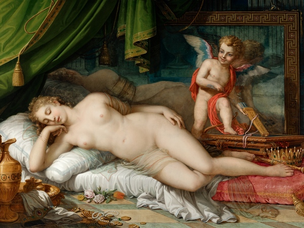 Johann Baptist Lampi il Giovane, Venere dormiente davanti allo specchio con Cupido, 1826, dopo il restauro | Courtesy &copy; Belvedere, Vienna