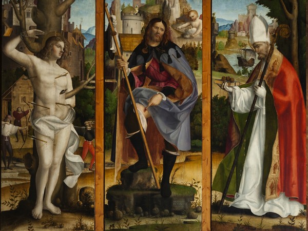 Francesco da Milano, Trittico dei Santi Rocco, Sebastiano e Nicola da Bari, tempera grassa su tavola, 1512, Caneva, Chiesa arcipretale San Tomaso Apostolo