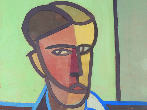 Tancredi Parmeggiani, Senza titolo (Autoritratto), 1948, Tempera su carta da spolvero, 46.5 x 62 cm, Collezione Facchin, Feltre